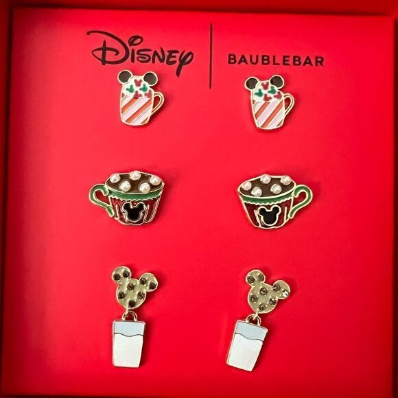 Disney x BaubleBar Christmas Set of 3 Stud Earrings - Picture 1 of 7